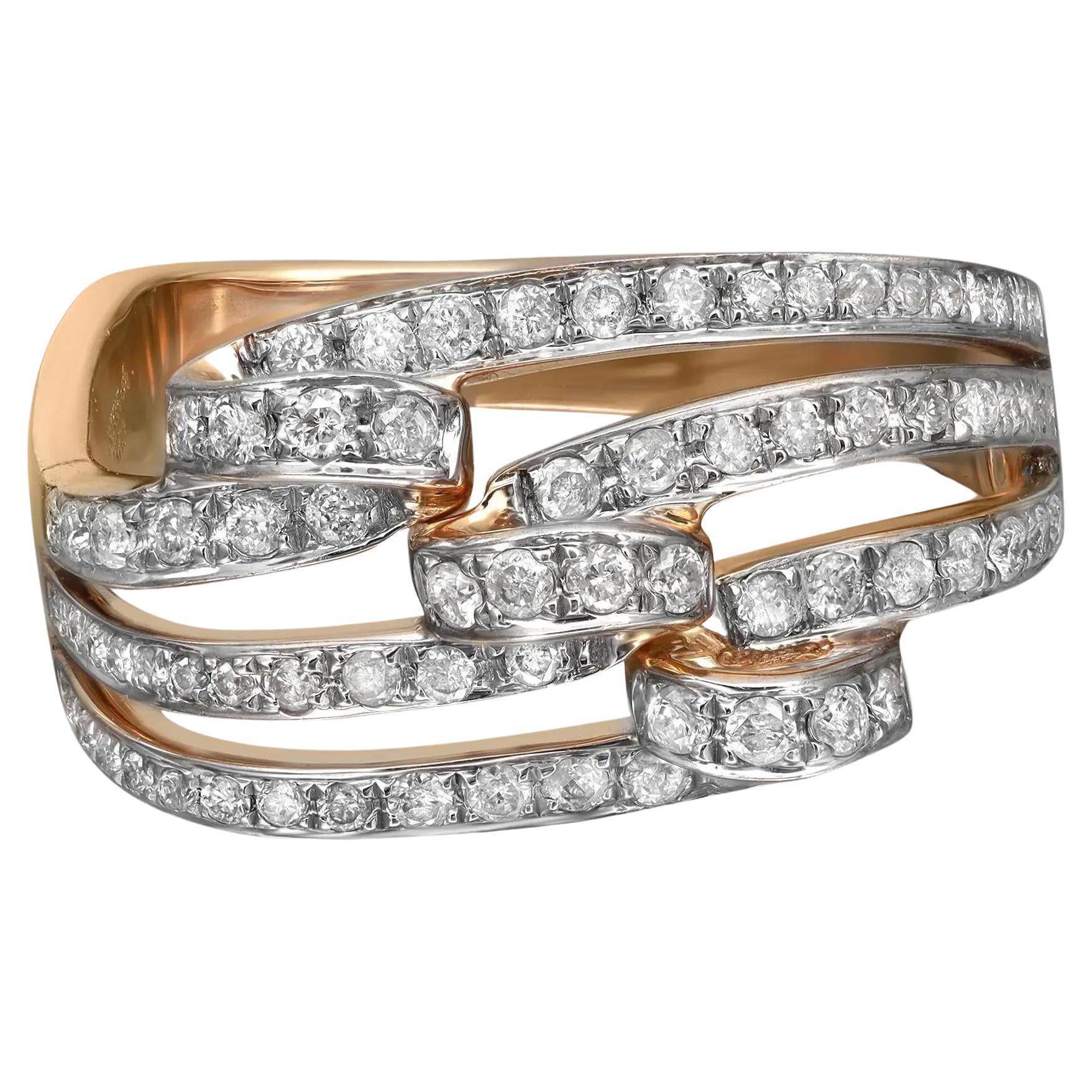 0.55Cttw Round Cut Diamond Ladies Square Cocktail Ring 14K Yellow Gold Size 7.5 For Sale