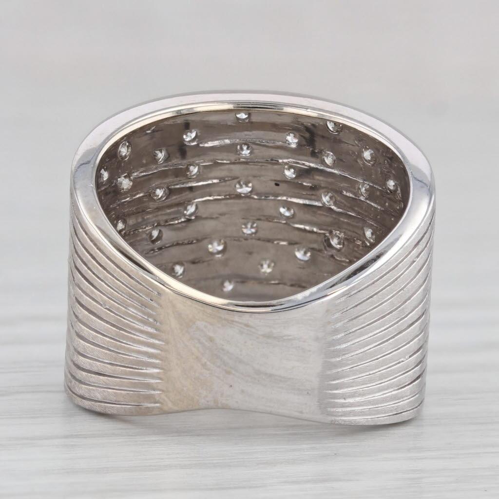 0.55ctw Diamond Cluster Ring 14k White Gold Size 6.25 Cocktail In Good Condition In McLeansville, NC