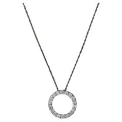0.55ctw Diamond Eternity Circle Pendant 14k White Gold 18" Rope Chain Necklace