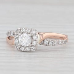 0.55ctw Diamond Halo Engagement Ring 14k Rose White Gold Size 7.5