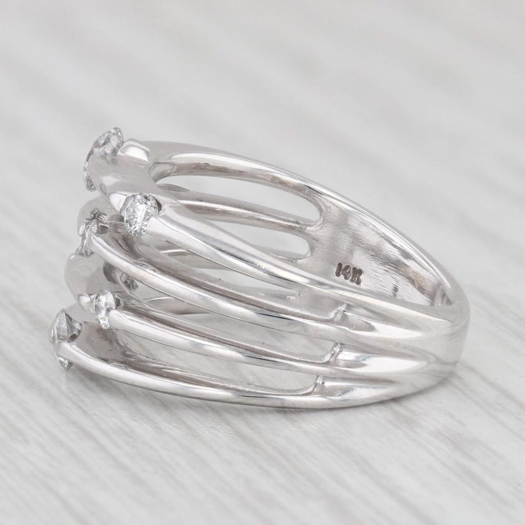 0.55ctw Diamond Orbit Ring 14k White Gold Size 5.25 Cocktail In Good Condition For Sale In McLeansville, NC