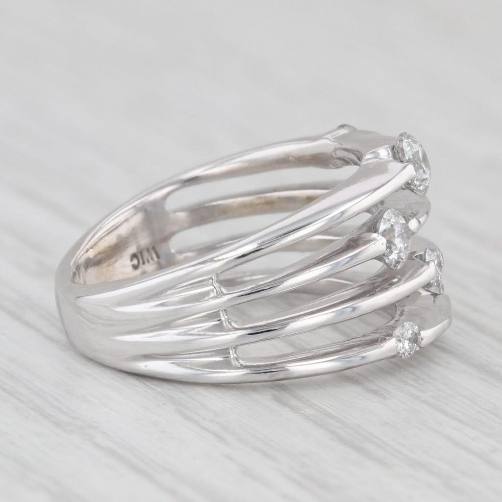 Women's 0.55ctw Diamond Orbit Ring 14k White Gold Size 5.25 Cocktail For Sale