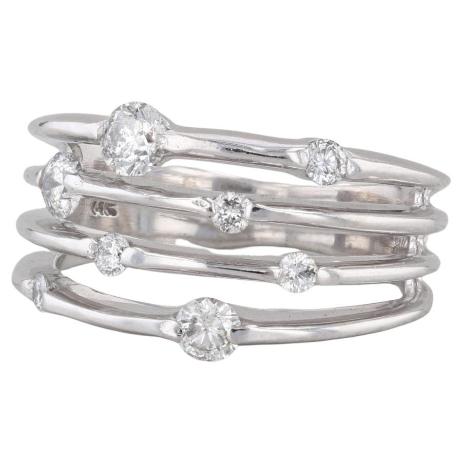0.55ctw Anillo Orbital de Diamantes 14k Oro Blanco Talla 5.25 Cocktail