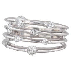 0.55ctw Anillo Orbital de Diamantes 14k Oro Blanco Talla 5.25 Cocktail
