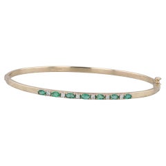 0.55ctw Emerald Diamond Bangle Bracelet 14k Yellow Gold 6.75" 0.55ctw Emerald Diamond Bangle Bracelet 14k Yellow Gold 6.75"
