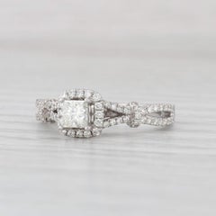 0.55ctw Princess Diamond Halo Engagement Ring 14k White Gold Size 4.75