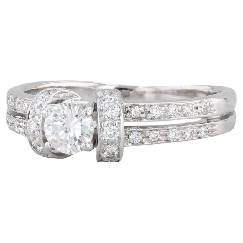 0.55ctw Round Diamond Engagement Ring 18k White Gold Size 8 For Sale