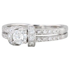 0.55ctw Round Diamond Engagement Ring 18k White Gold Size 8