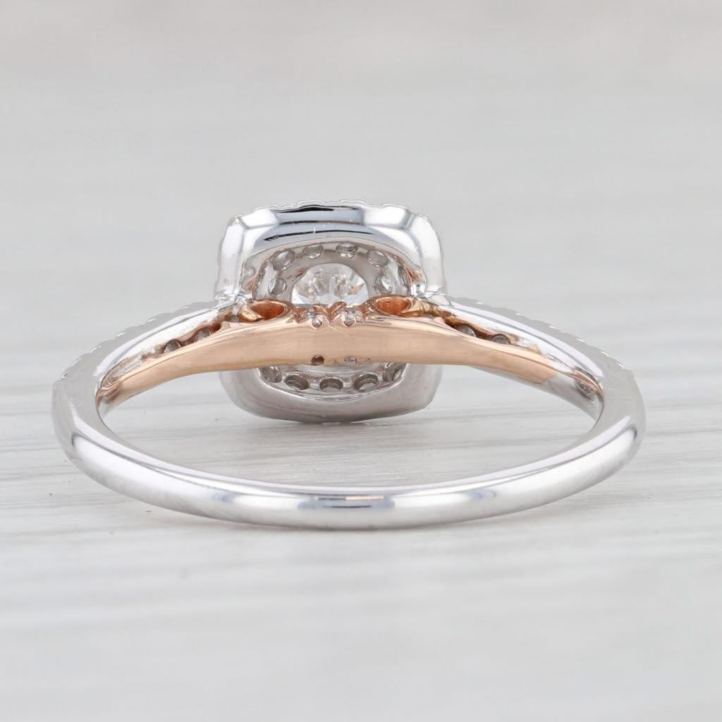 0,55ctw Runde Diamant Halo Verlobungsring 14k Weißgold Größe 6,5 (Rundschliff) im Angebot