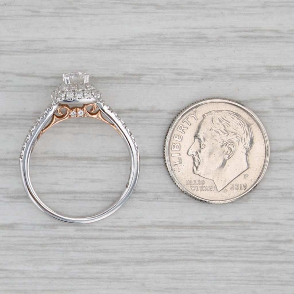 0,55ctw Runde Diamant Halo Verlobungsring 14k Weißgold Größe 6,5 im Angebot 2
