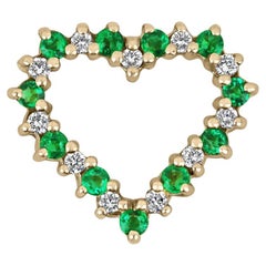 0.55tcw Emerald & Diamond Heart Necklace in 18K Gold Emerald Diamond Pendant