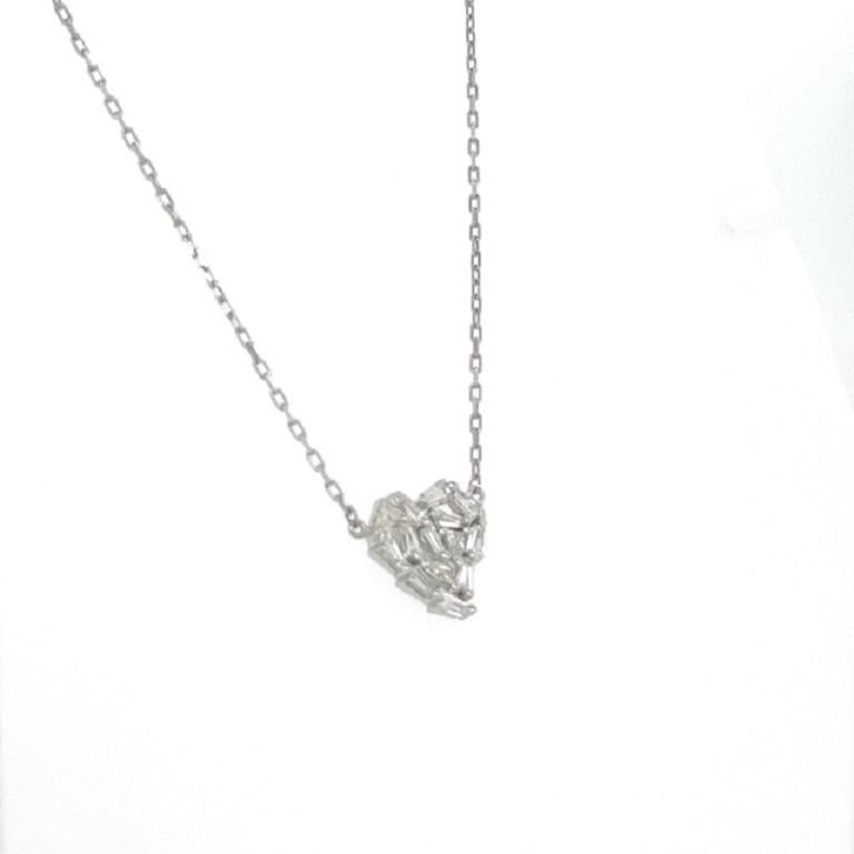 Contemporary 0.56 Carat Baguette Diamond White Gold Chain Necklace  For Sale