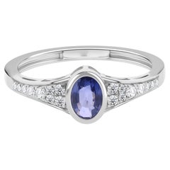 0,56 Karat Blauer Saphir 0,14 Karat SI/H Diamant Ring 18k Weißgold Schmuck