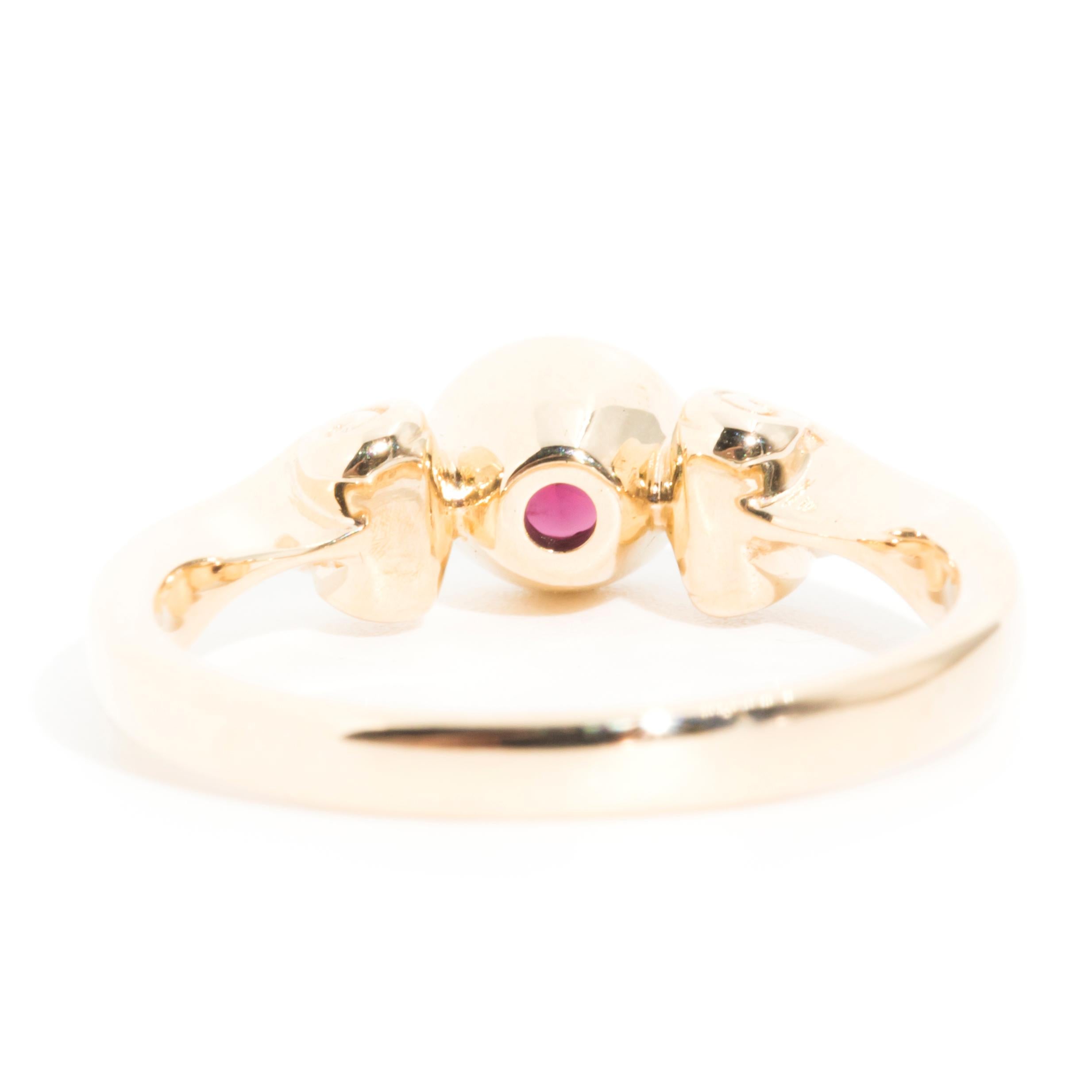 Anillo solitario vintage de rubí rojo natural profundo de 0,56 quilates en oro amarillo de 9 quilates 7