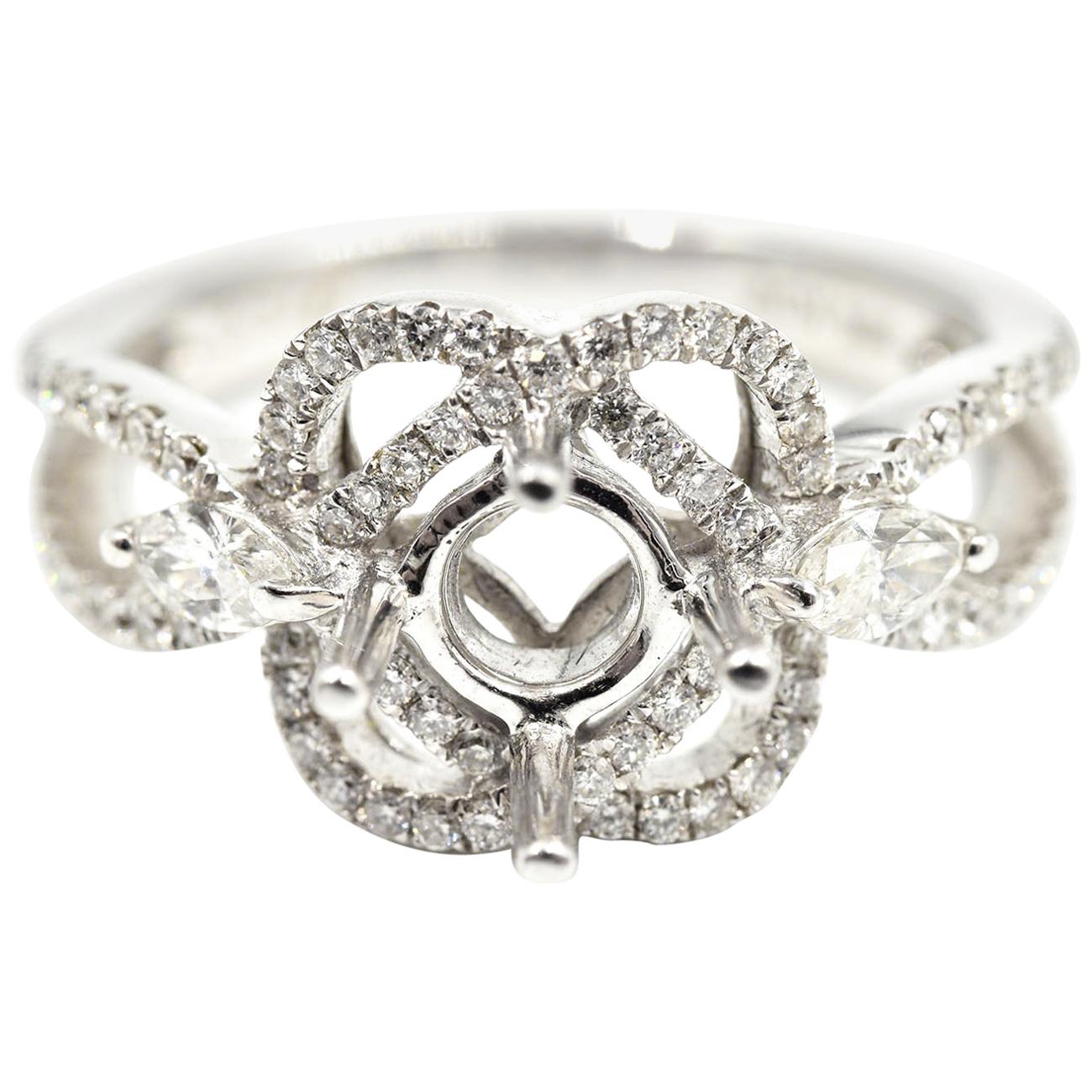 0.56 Carat Diamond 14 Karat White Gold Semi-Mount Engagement Ring