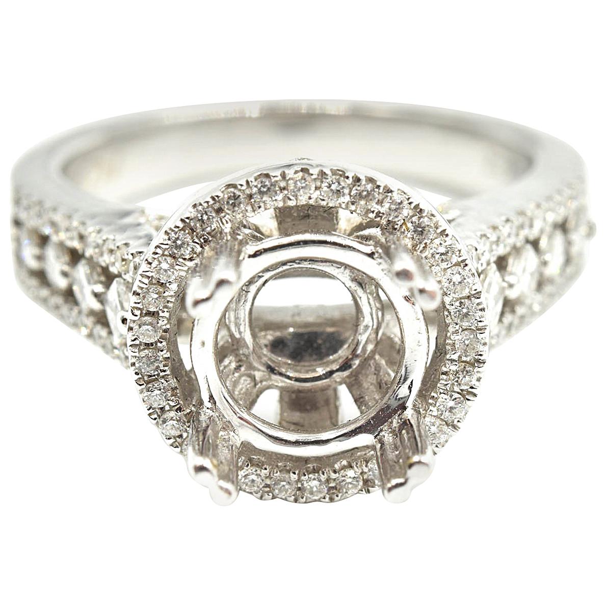 0.56 Carat Diamond 18 Karat White Gold Semi-Mount Engagement Ring