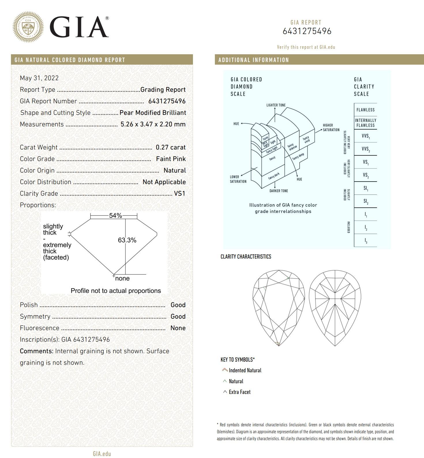 0.56 Carat Faint Pink Diamond Earrings GIA Certified For Sale 5