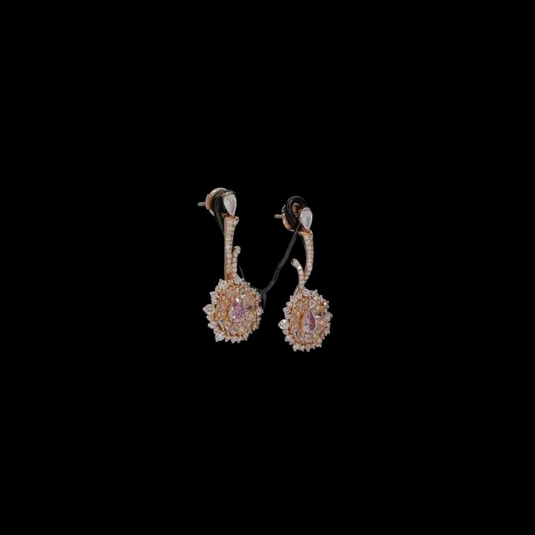 0.56 Carat Faint Pink Diamond Earrings GIA Certified In New Condition For Sale In Kowloon, HK