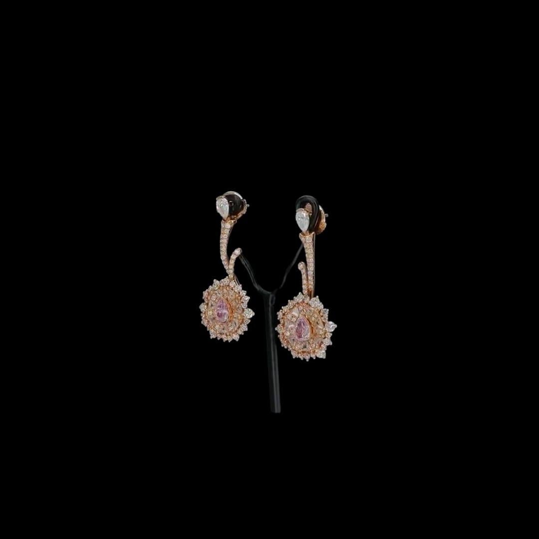 0.56 Carat Faint Pink Diamond Earrings GIA Certified For Sale 2