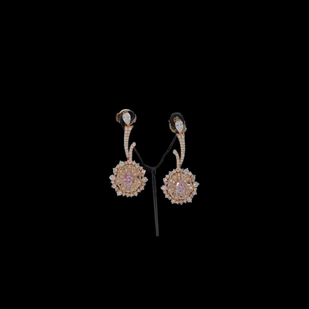 0.56 Carat Faint Pink Diamond Earrings GIA Certified For Sale 3