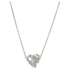 0.56 Carat Natural Baguette Diamond White Gold Chain Necklace