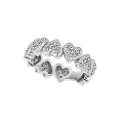 0.56 Carat Natural Diamond Heart Eternity Ring Band G SI 14k White Gold