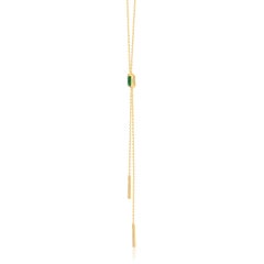 0.56 Carat Natural Emerald and Diamond 14 Karat Yellow Gold Necklace