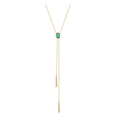 Collar de oro amarillo de 14 quilates con esmeralda natural y diamantes de 0,56 quilates