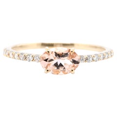 0.56 Carat Natural Morganite and Diamond Ring Set in 18 Karat Gold 0.56 Carat Natural Morganite and Diamond Ring Set in 18 Karat Gold