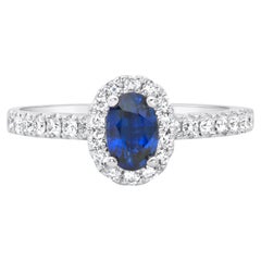 Roman Malakov 0.56 Carat Oval Cut Sapphire & Diamond Halo Engagement Ring