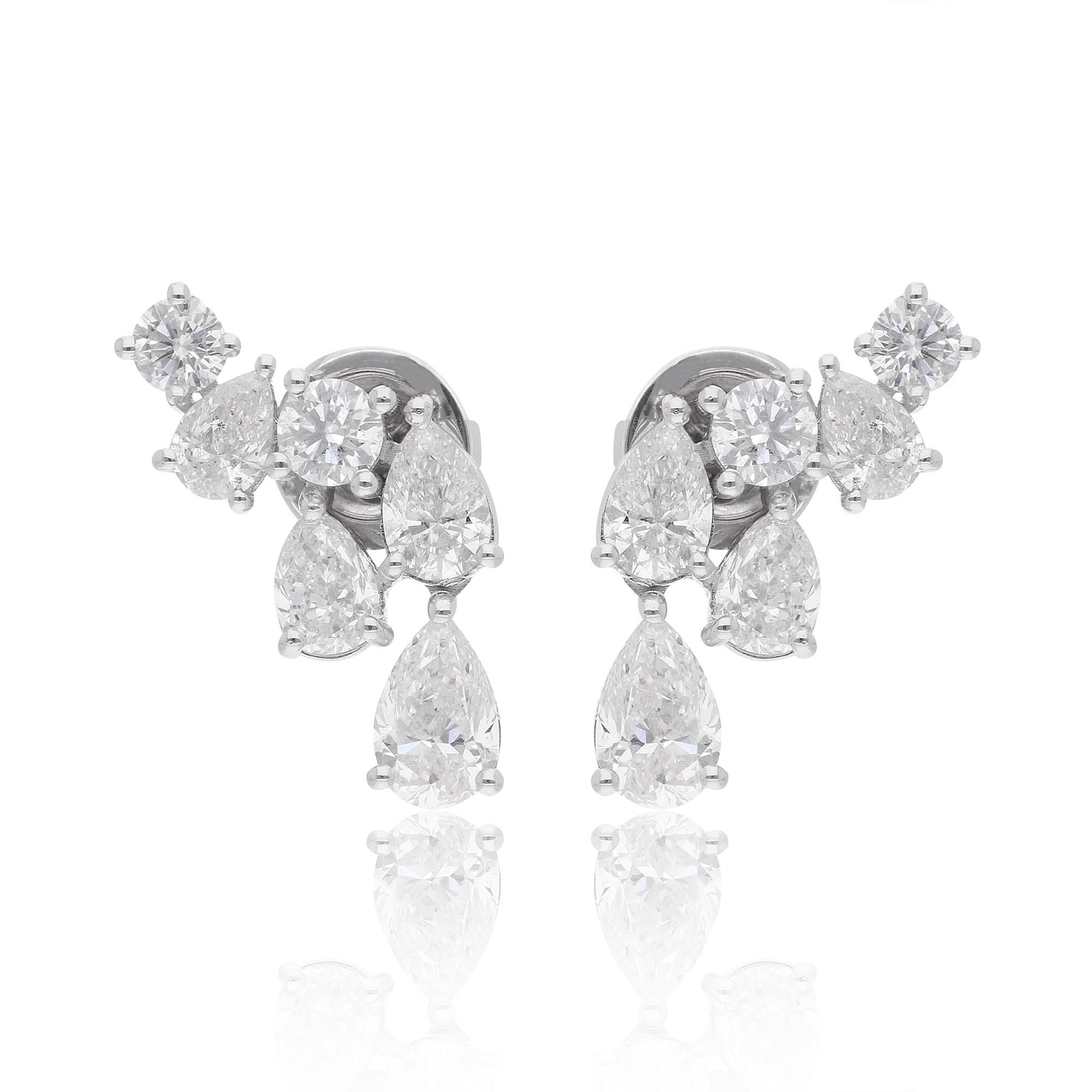 Item Code :- SEE-14345A
Gross Wt. :- 2.60 gm
18k White Gold Wt. :- 2.49 gm
Natural Diamond Wt. :- 0.56 Ct. ( AVERAGE DIAMOND CLARITY SI1-SI2 & COLOR H-I )
Earrings Size :- 11 mm approx.

✦ Sizing
.....................
We can adjust most items to fit