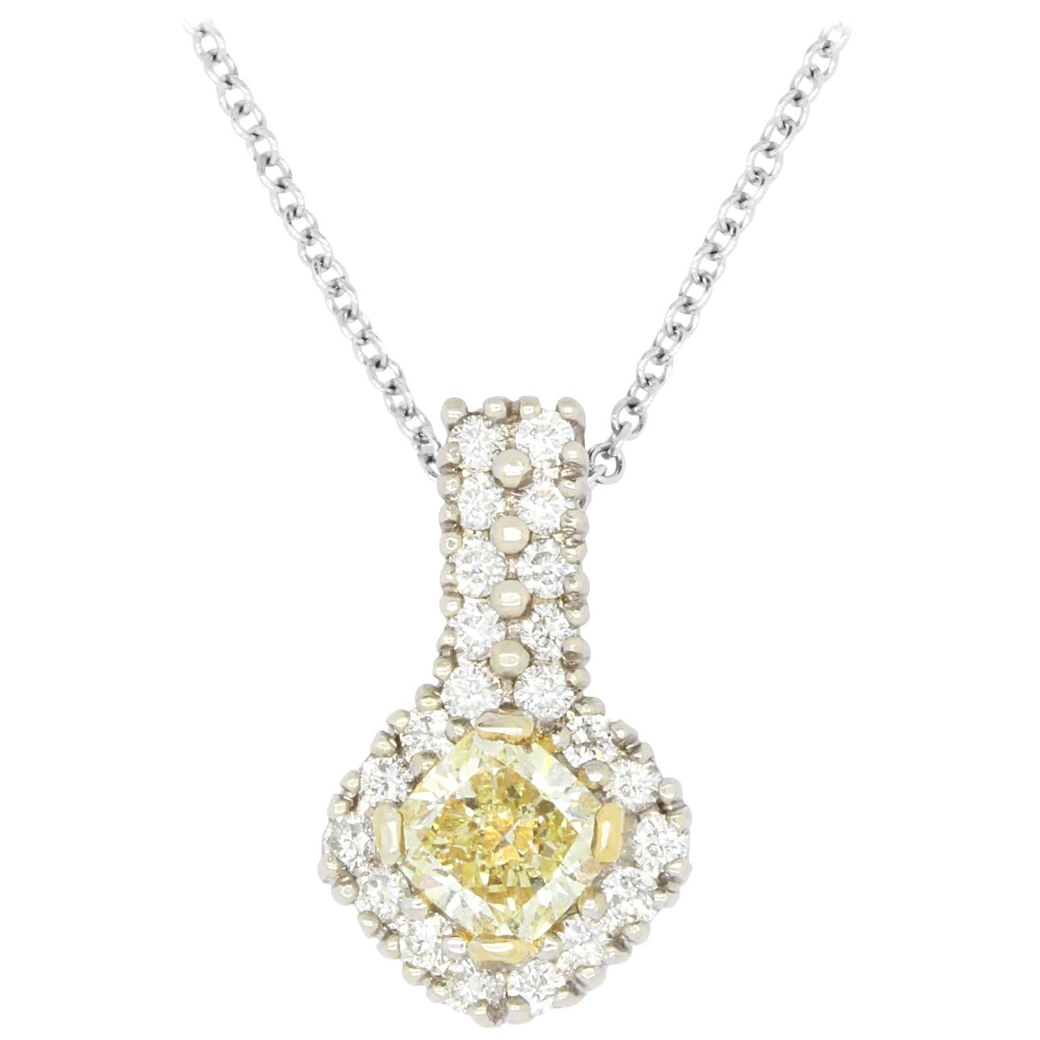 0.56 Carat Princess Yellow Diamond Pendant