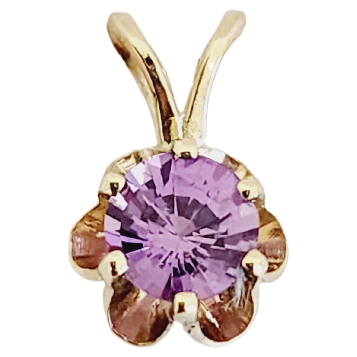 0.56 Carat Purple Sapphire Pendant 14 Karat Yellow Gold