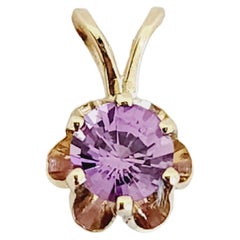 0.56 Carat Purple Sapphire Pendant 14 Karat Yellow Gold