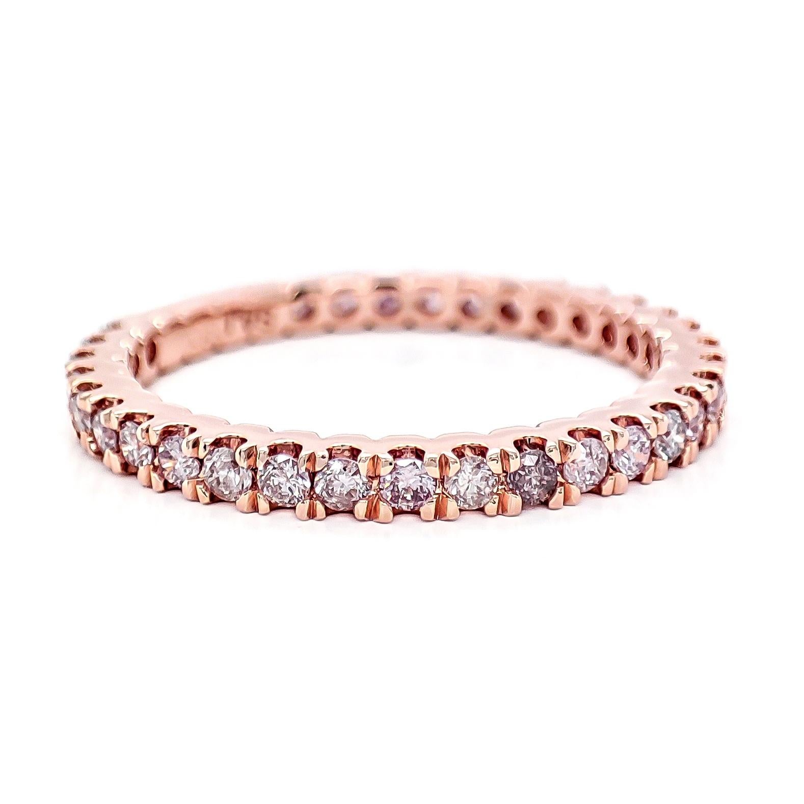 0,56 quilates Anillo redondo con diamante rosa de fantasía Oro rosa de 14k Art Decó en venta