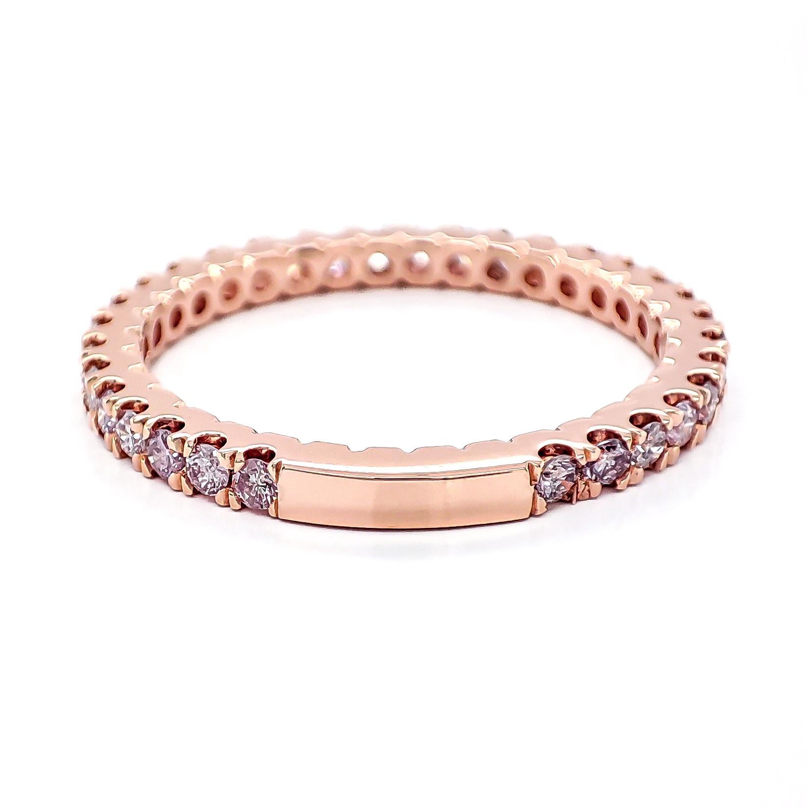 0,56 quilates Anillo redondo con diamante rosa de fantasía Oro rosa de 14k Corte redondo en venta