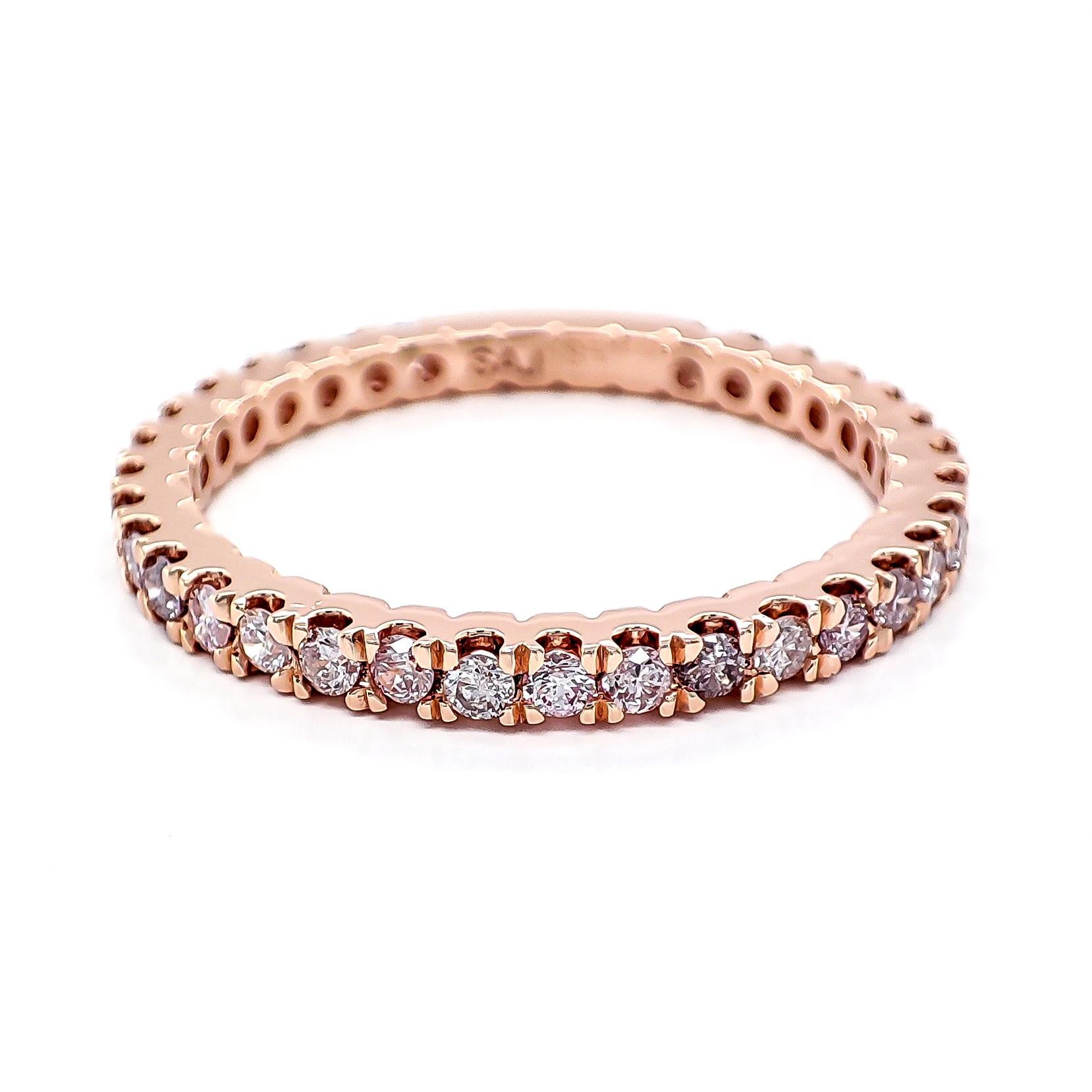 0,56 quilates Anillo redondo con diamante rosa de fantasía Oro rosa de 14k en Nuevo estado para la venta en Ramat Gan, IL
