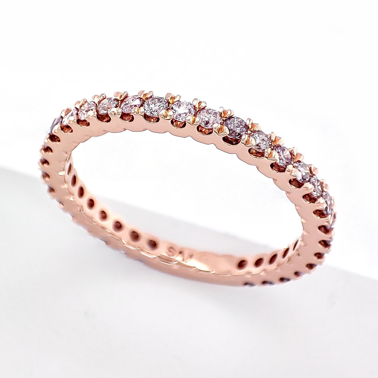 De las mujeres 0,56 quilates Anillo redondo con diamante rosa de fantasía Oro rosa de 14k en venta