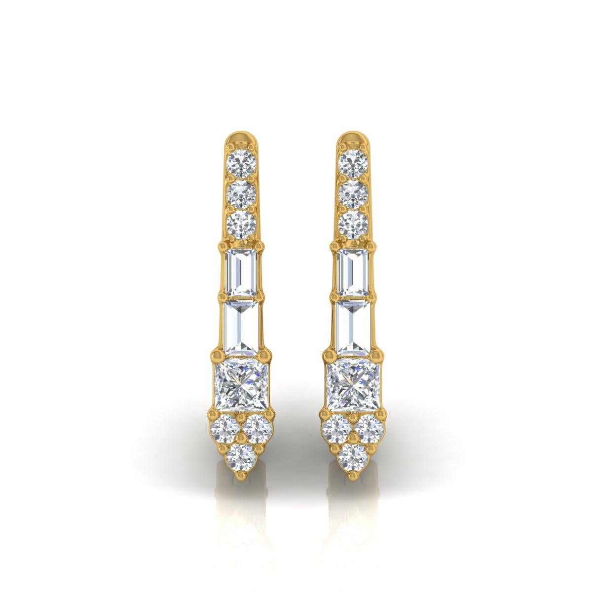 Item Code :- SEE-11943
Gross Weight :- 2.72 gm
18k Yellow Gold Weight :- 2.61 gm
Diamond Weight :- 0.56 Carat  ( AVERAGE DIAMOND CLARITY SI1-SI2 & COLOR H-I )
Earrings Length :- 18 mm approx.
✦ Sizing
.....................
We can adjust most items