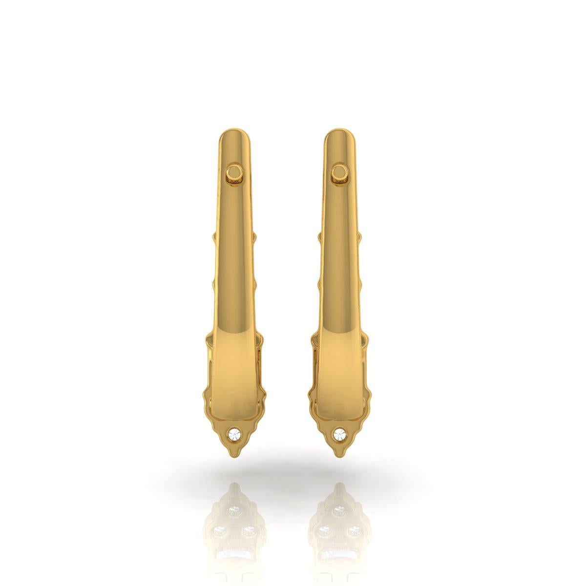 Modern 0.56 Carat SI Clarity HI Color Diamond Hoop Earrings 18k Yellow Gold Jewelry For Sale