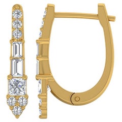 0.56 Carat SI Clarity HI Color Diamond Hoop Earrings 18k Yellow Gold Jewelry