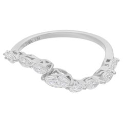 0,56 quilates SI Claridad HI Color Marquesa Diamante Anillo Onda 14 Quilates Oro Blanco