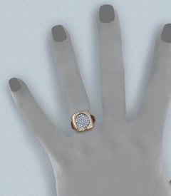 0.56 Carat "Square Hole Round Peg" Pavé Diamond Ring in Yellow Gold