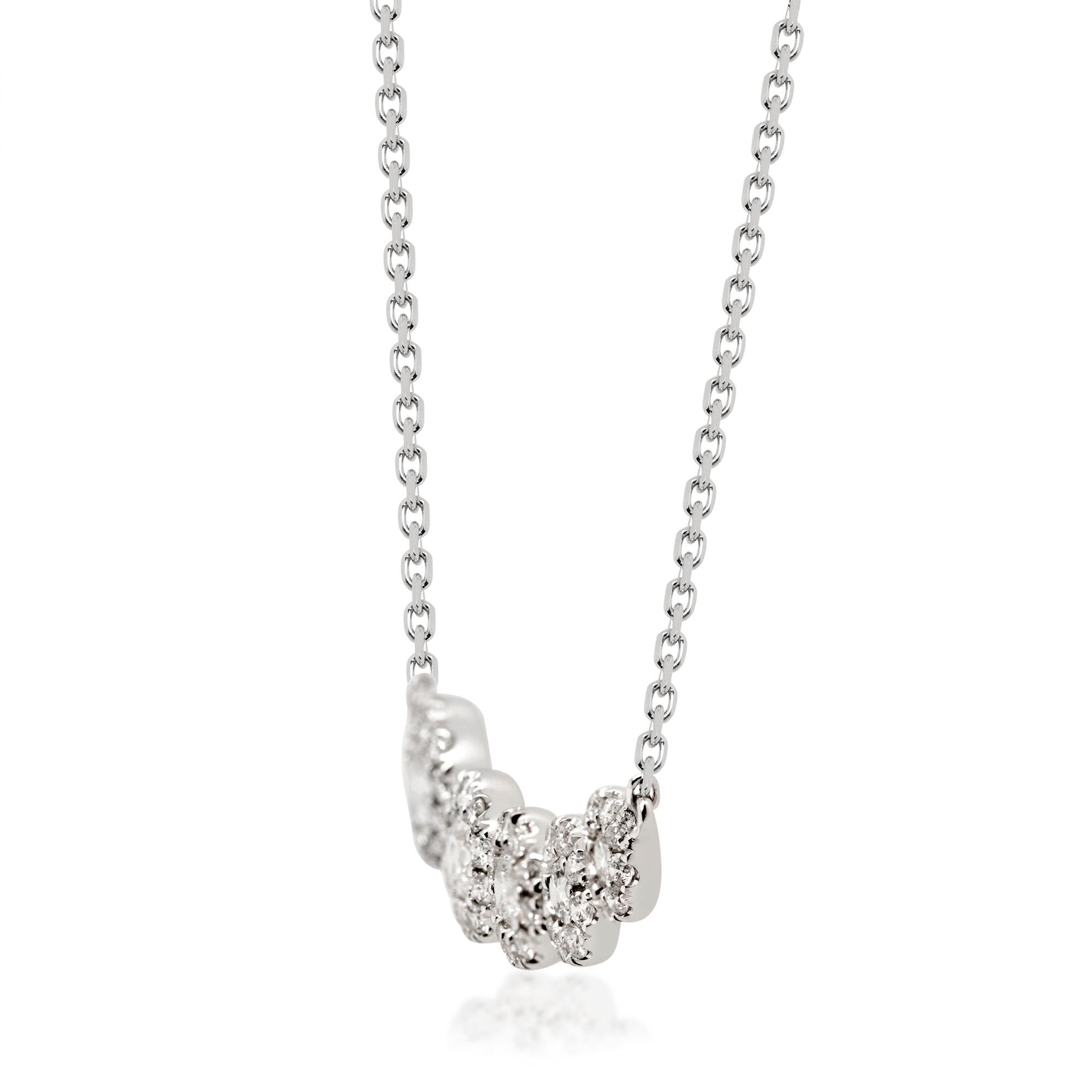 Modern 0.56 Carat White Diamond 14 Karat White Gold Necklace For Sale