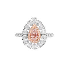 0.56 CT GIA Certified Light Pink Natural Color Diamond Halo Ring