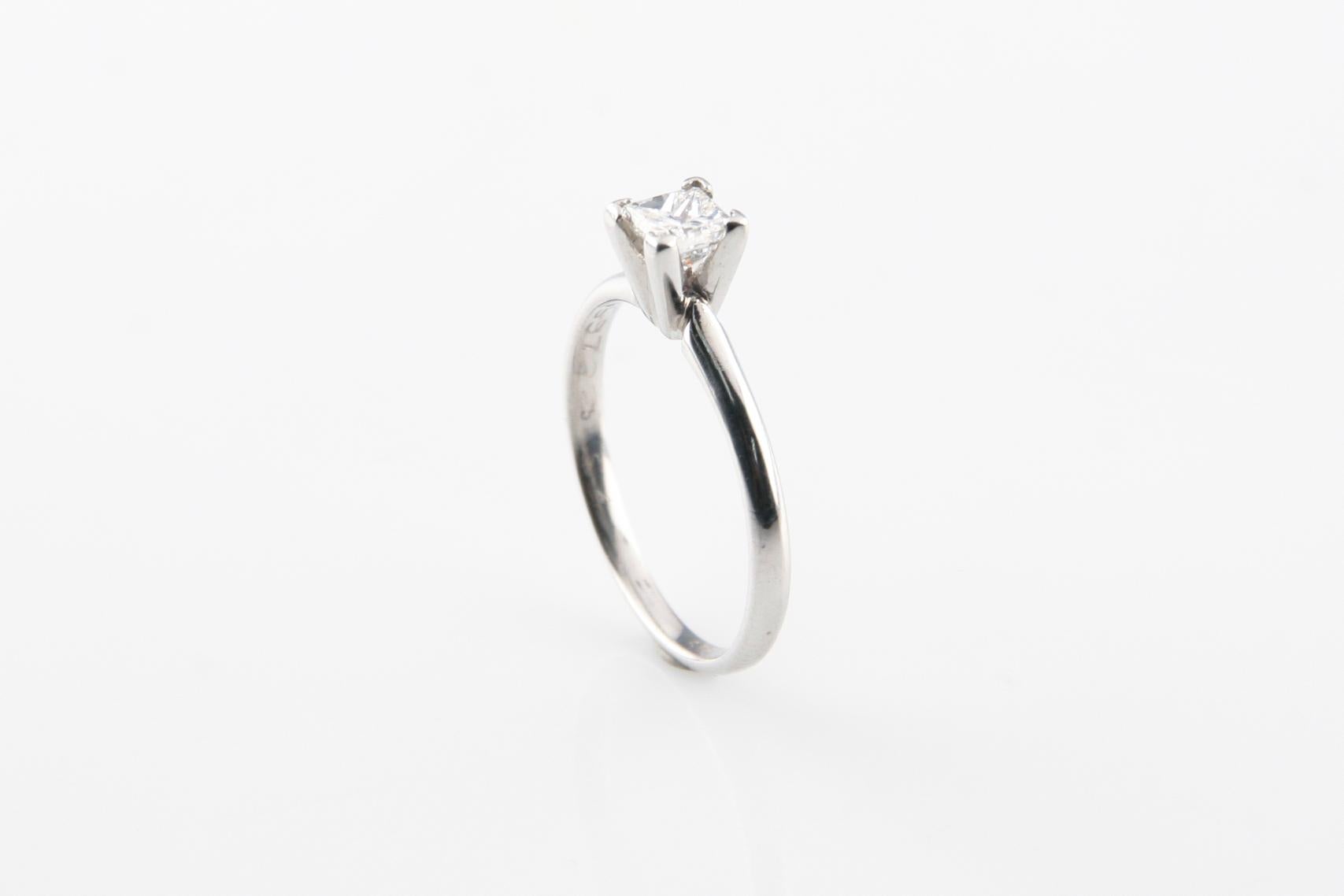 Ring Size: 7.5
Metal: Platinum
Style: Solitaire
Diamond weight: 0.56 CT.     
Color Approximately: H      
Clarity Approximately: VS2      
Depth Approximately: 88.1%    
Table Approximately: 71.4%
Total weight: 3.69 GR. 
Condition: Good 