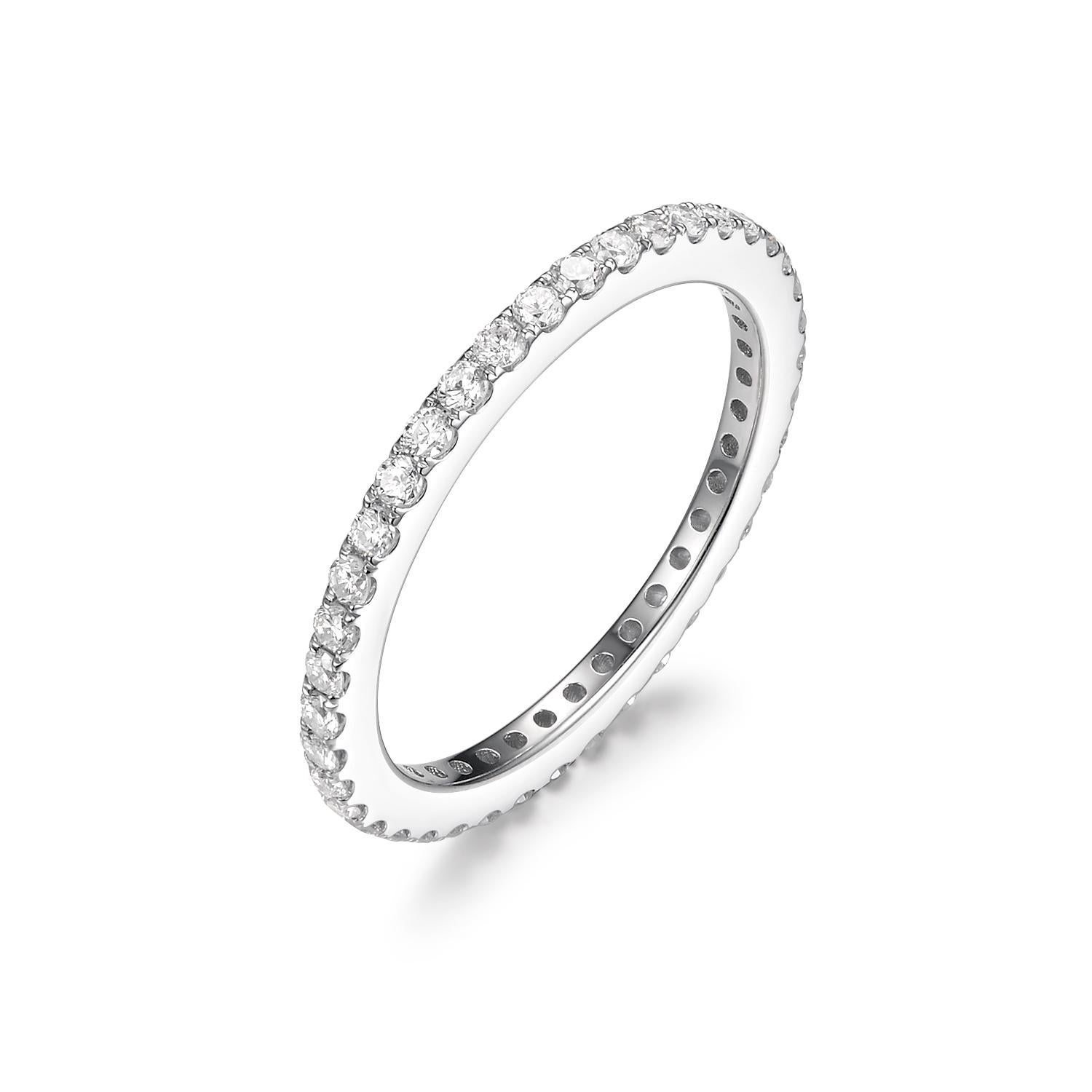 Brilliant Cut 0.56Ct Diamond Band Ring in 18 Karat White Gold For Sale