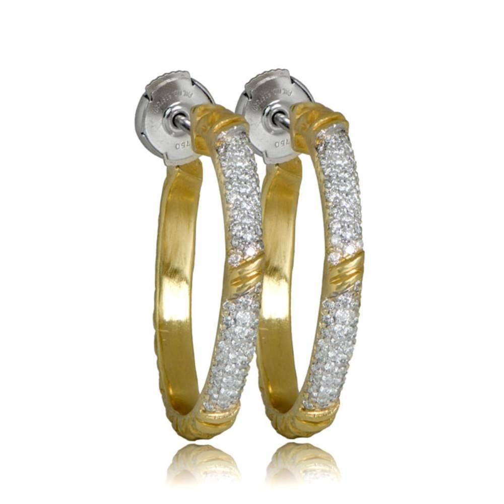 Art Deco 0.56 Carat Diamond Earrings, 18k Yellow Gold For Sale
