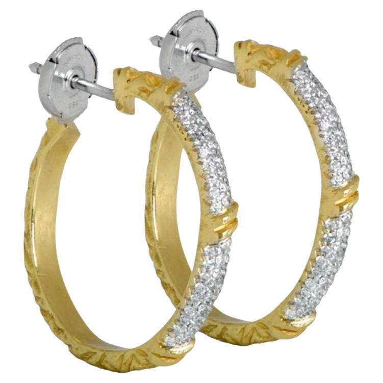 0.56 Carat Diamond Earrings, 18k Yellow Gold For Sale