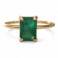 0.56ct natural Emerald Solitaire Ring 18K Yellow Gold Stackable
